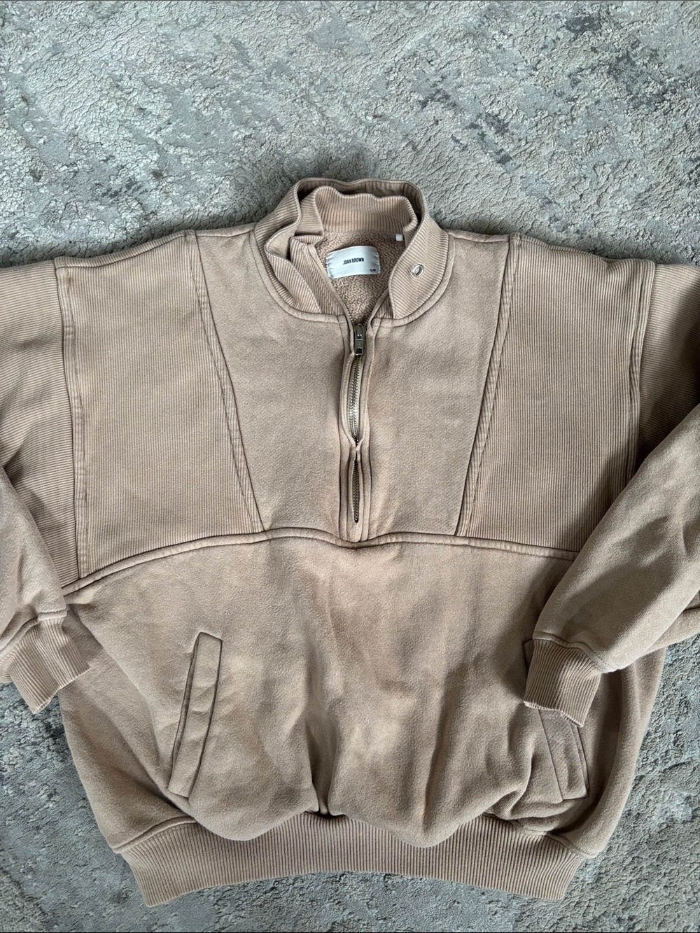Joah Brown women’s Zip-Neck Pullover in Sand